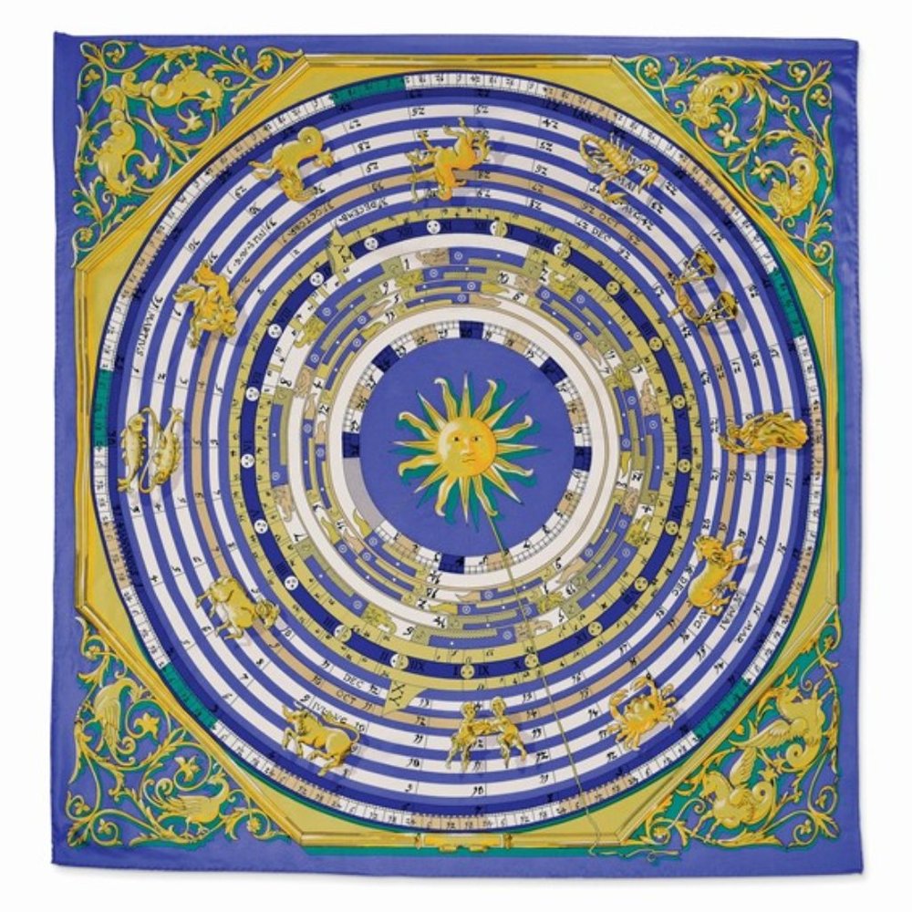 Kennedy Blue Zodiac Handmade Silk 35in Fashion Scarf